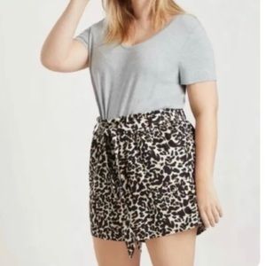 Eloquii Paper Bag Waist Cheetah Shorts